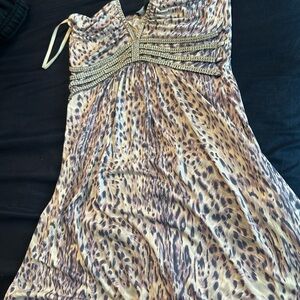 Leopard Print Dress with Beaded Detail